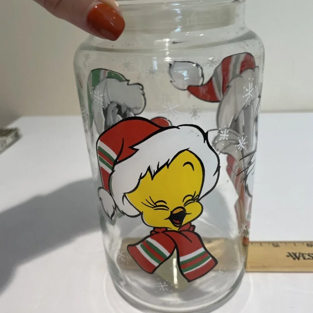 Anchor Hocking 1994 Warner Bros Christmas Canister Bugs Bunny Tweety Sylvester